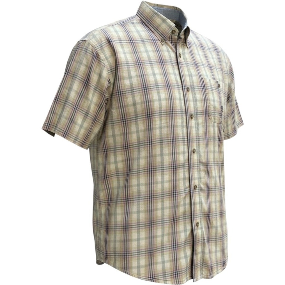 Wrangler Twenty X Mens L Short Sleeve Shirt Plaid Western Button Down Distressed